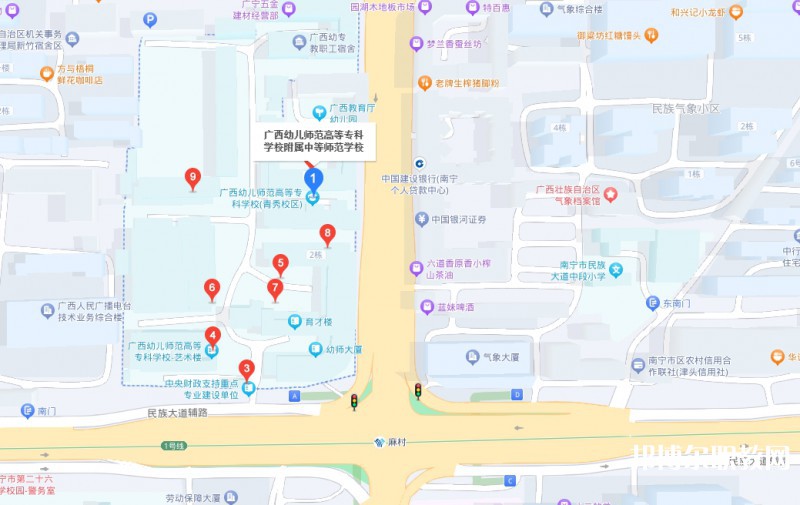廣西幼兒師范高等?？茖W(xué)校附屬中等師范學(xué)校地址，乘車路線